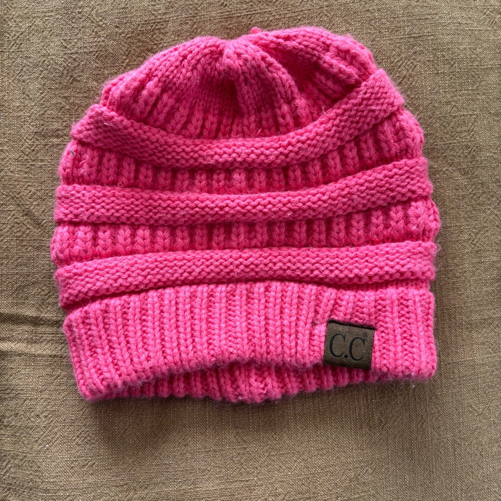 Bright pink CC beanie